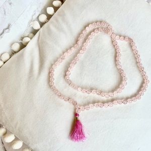 ROSE QUARTZ 108 Bead Japa Mala Necklace for Yoga